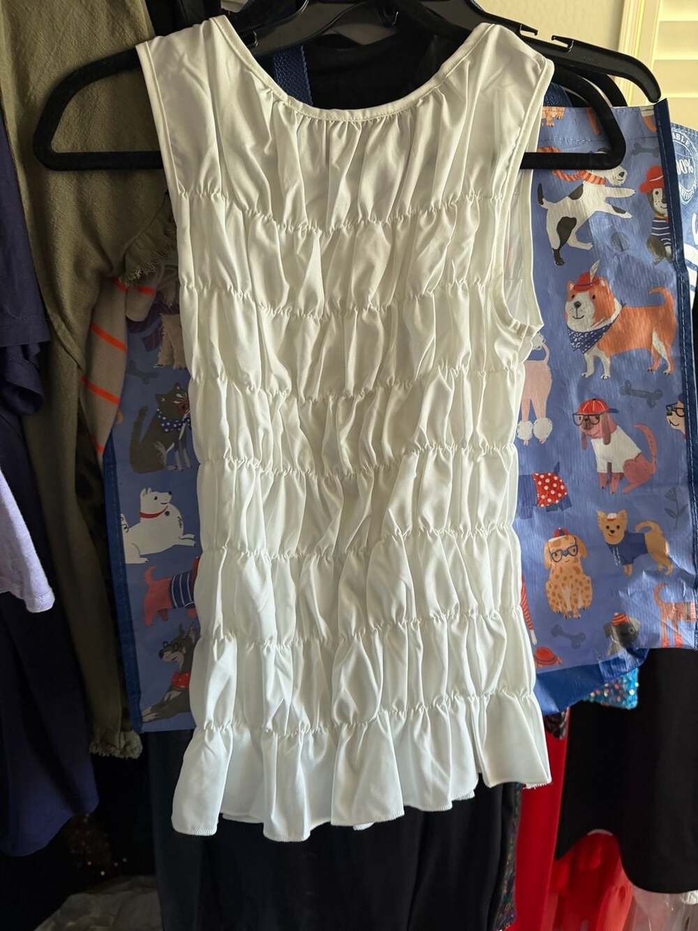 SHEIN White Sleeveless Shirred Tank Top